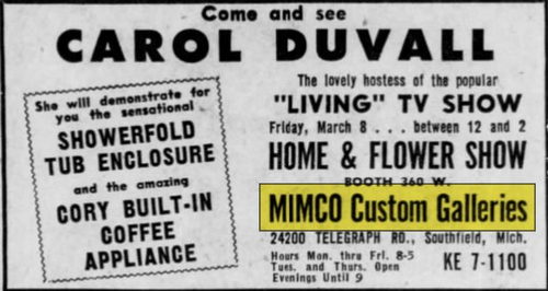 Mimcos Custom Gallery - March 1963 Ad (newer photo)